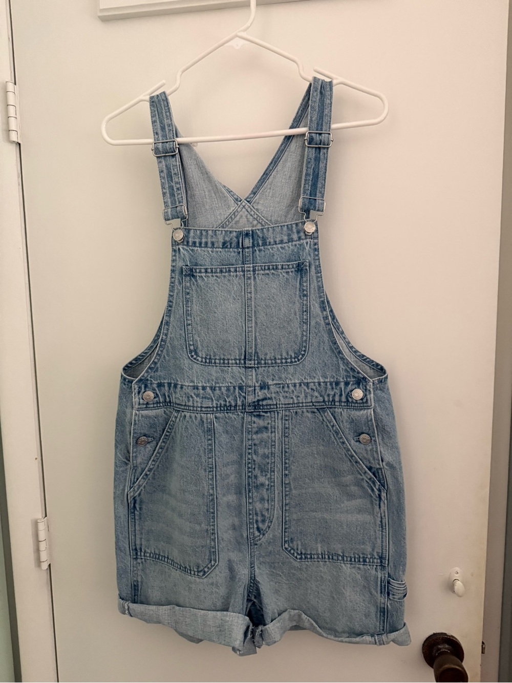 NWT Madewell Denim Carpenter Oversized Shortalls in Lakebrook Wash, Size M